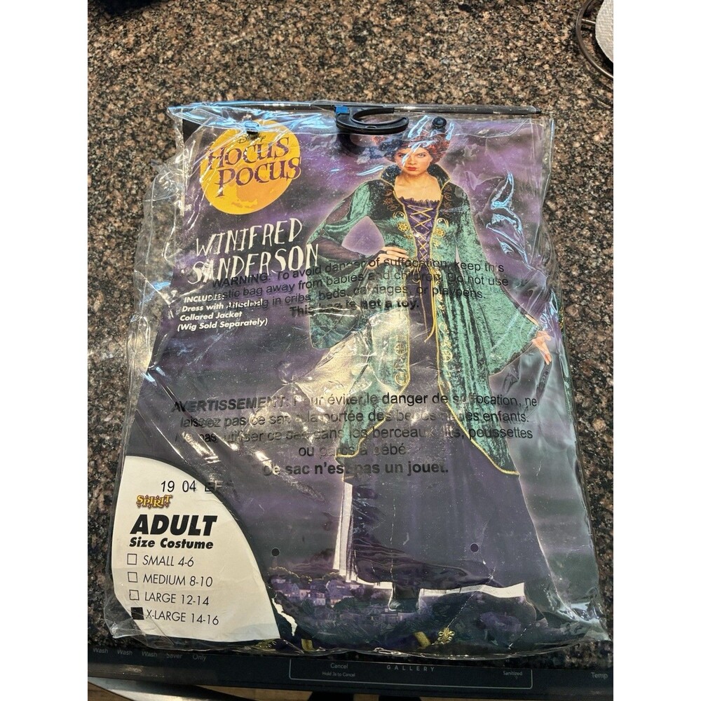 Disney Hocus Pocus Winifred Sanderson Costume Adult XL 14-16 Spirit Halloween - Picture 8 of 8